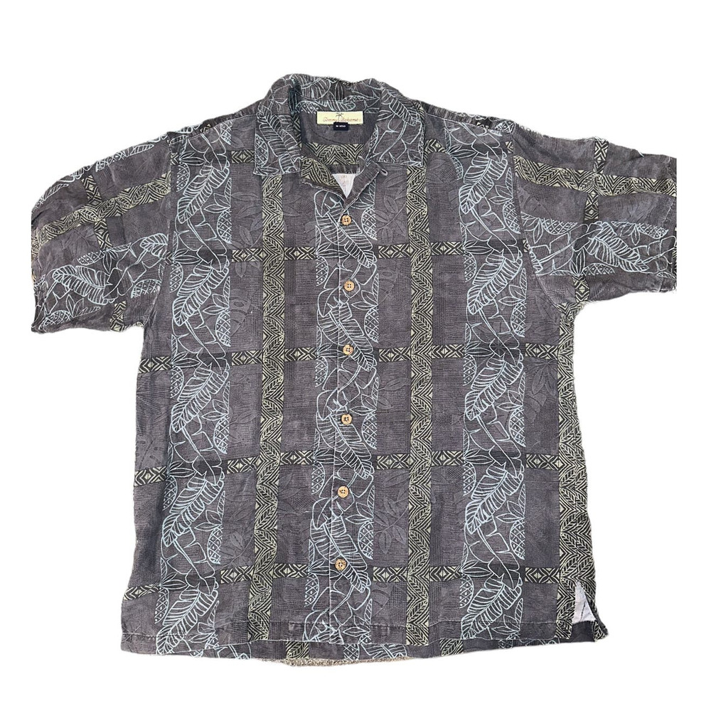 Tommy Bahama 100% Silk‎ Palm Leaves Tribal Style Camp Shirt
